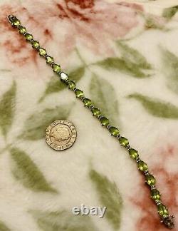 Vintage Silver 925 Peridot QVC Tennis Bracelet & Large Art Nouveau Pendant