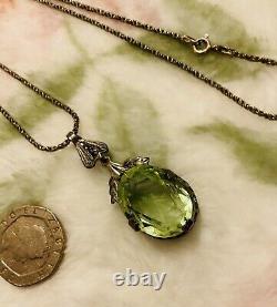 Vintage Silver 925 Peridot QVC Tennis Bracelet & Large Art Nouveau Pendant