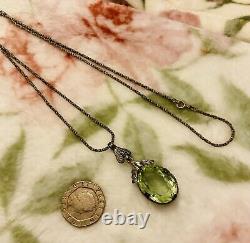 Vintage Silver 925 Peridot QVC Tennis Bracelet & Large Art Nouveau Pendant