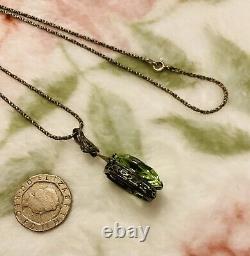 Vintage Silver 925 Peridot QVC Tennis Bracelet & Large Art Nouveau Pendant