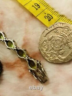 Vintage Silver 925 Peridot QVC Tennis Bracelet & Large Art Nouveau Pendant