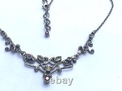 Vintage Silver Art Nouveau Style Gem Set Necklace, Amethyst, Peridot, Garnets