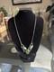Vintage Simmons Art Nouveau Sterling Silver And Natural Green Stone Necklace