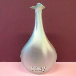 Vintage Sommerso Art nouveau Frosted Cased Glass MCM Bulb Vase Green Blue 8