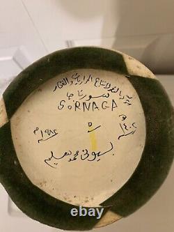 Vintage Sornaga Egyptian Pottery Vase 1980's Signed 14 Tall Green Art Nouveau