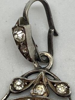 Vintage Sterling Silver Art nouveau Green paste pendant