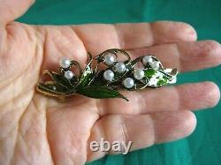 Vintage Style Art Nouveau Mistletoe Hair Clip Enamel faux pearls wedding winter
