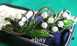 Vintage Style Art Nouveau Mistletoe Hair Clip Enamel faux pearls wedding winter