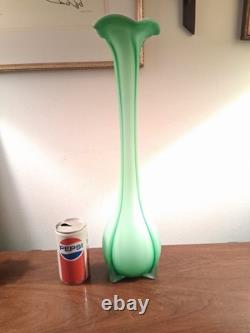 Vintage Tall Green Art Nouveau Soliflore Vase. 20 Inch