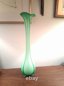 Vintage Tall Green Art Nouveau Soliflore Vase. 20 Inch