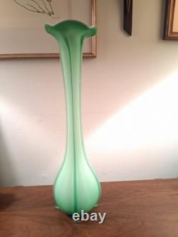 Vintage Tall Green Art Nouveau Soliflore Vase. 20 Inch
