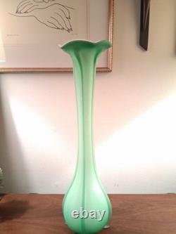 Vintage Tall Green Art Nouveau Soliflore Vase. 20 Inch