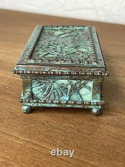 Vintage Tiffany Studios Grapevine Stamp box Beaded Early Example