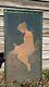 Vintage Victorian Art Nouveau Painted Green Fireplace Screen Nude Fairy 52x 26