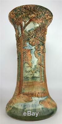 Vintage WELLER POTTERY Forest Woodcraft Tree Scenic Jardiniere Pedestal Base