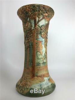 Vintage WELLER POTTERY Forest Woodcraft Tree Scenic Jardiniere Pedestal Base