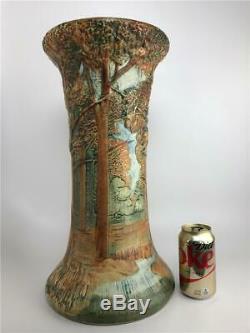 Vintage WELLER POTTERY Forest Woodcraft Tree Scenic Jardiniere Pedestal Base