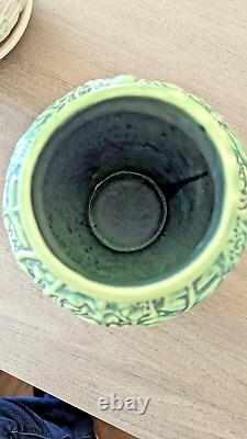 Vintage Weller Pottery Marvo Flower Vase Matte green Foliage flowers ferns