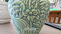 Vintage Weller Pottery Marvo Flower Vase Matte green Foliage flowers ferns