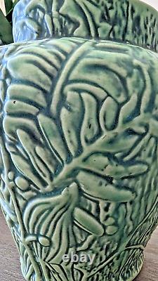 Vintage Weller Pottery Marvo Flower Vase Matte green Foliage flowers ferns