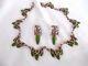Vtg Matisse Art Nouveau Green Copper Enamel Waltz Necklace Earrings Demi Set