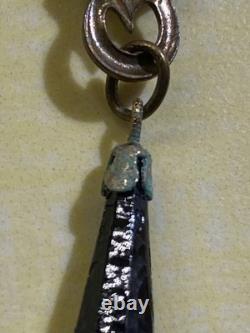 Vtg Sadie Green Art Nouveau Style Necklace & Earring Set Black Stone Glass Beads