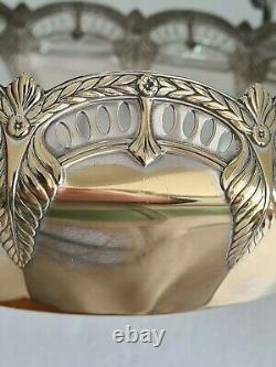 WMF Antique Art Nouveau Twin Handled Silver Plated Centrepiece & Green Liner VGC