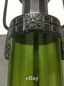 WMF Art Nouveau Green Glass Vases EP OX Silver Plated Jugendstil Original Finish