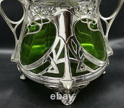 WMF Art Nouveau Silver Punch Bowl Green Glass Insert MOST BEAUTIFUL IN THE WORLD