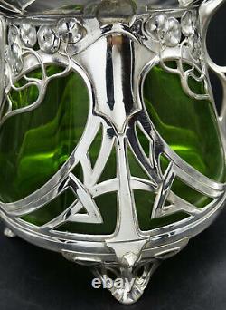 WMF Art Nouveau Silver Punch Bowl Green Glass Insert MOST BEAUTIFUL IN THE WORLD