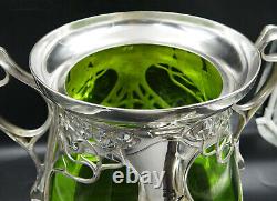 WMF Art Nouveau Silver Punch Bowl Green Glass Insert MOST BEAUTIFUL IN THE WORLD