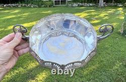 WMF Silver-plate Art Nouveau/Deco Green Cut Art Glass Insert Handled Center Bowl