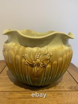 W F Needham Huge Majolica Queen Ann Pot Art Nouveau Jardiniere. 1903. H 8.5