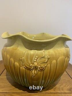 W F Needham Huge Majolica Queen Ann Pot Art Nouveau Jardiniere. 1903. H 8.5