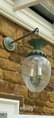 Wall glass lamps antique green decorative tops with large glass shade
