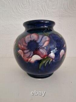 Walter Moorcroft anemone blue/green ball vase c1950