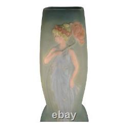 Weller Art Nouveau 1903-04 Antique Art Pottery Woman With Poppies Green Vase