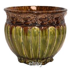 Weller Blended Majolica 1920s Art Nouveau Pottery Brown Green Jardiniere Planter