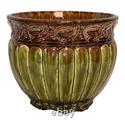 Weller Blended Majolica 1920s Art Nouveau Pottery Brown Green Jardiniere Planter