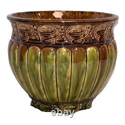 Weller Blended Majolica 1920s Art Nouveau Pottery Brown Green Jardiniere Planter