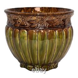 Weller Blended Majolica 1920s Art Nouveau Pottery Brown Green Jardiniere Planter
