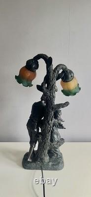 Widdop Bingham Art Nouveau Style Double Table Lamp Young Lovers Under Oak Tree