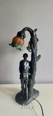 Widdop Bingham Art Nouveau Style Double Table Lamp Young Lovers Under Oak Tree