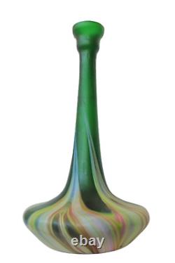 Wilhelm Kralik Art Nouveau Antique Art Nouveau Beautiful Shape Green Glass Vase 30CM 1900