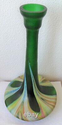 Wilhelm Kralik Art Nouveau Antique Art Nouveau Beautiful Shape Green Glass Vase 30CM 1900