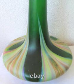 Wilhelm Kralik Art Nouveau Antique Art Nouveau Beautiful Shape Green Glass Vase 30CM 1900