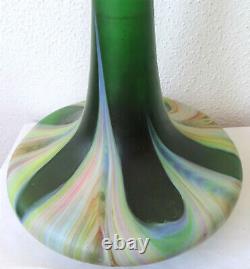 Wilhelm Kralik Art Nouveau Antique Art Nouveau Beautiful Shape Green Glass Vase 30CM 1900