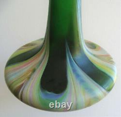 Wilhelm Kralik Art Nouveau Antique Art Nouveau Beautiful Shape Green Glass Vase 30CM 1900