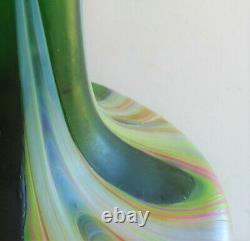 Wilhelm Kralik Art Nouveau Antique Art Nouveau Beautiful Shape Green Glass Vase 30CM 1900