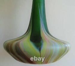 Wilhelm Kralik Art Nouveau Antique Art Nouveau Beautiful Shape Green Glass Vase 30CM 1900